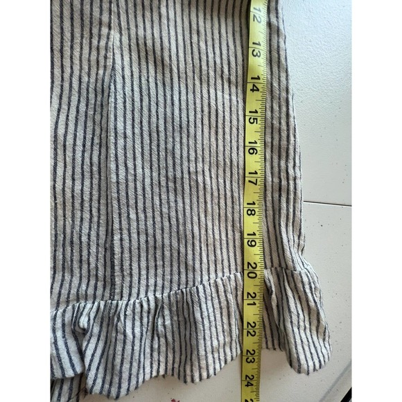 Hem Thread Womens Romper Ruffle Backless Smoked Halter Gray White Stripe Size M - Picture 7 of 9